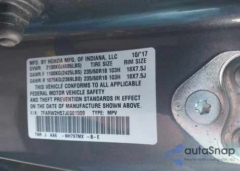2018 Honda Cr-V Ex from USA, damaged, VIN 7FARW2H57JE001509